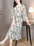 Enchanting Floral Long Sleeve Dress, Luxury Chic Ruffled Long Casual & Evening Women Dress